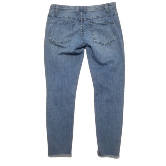 Free People Ripped Cropped Jeans Sz 28 Mid Rise Skinny Stretch Grunge Casual - Picture 4 of 9